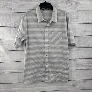 Travis Matthew Shirt Mens XL Gray Stripe Friendly Hooligan Pocket Button Up Golf